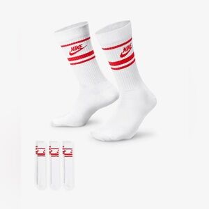 One pair - red and white Nike socks